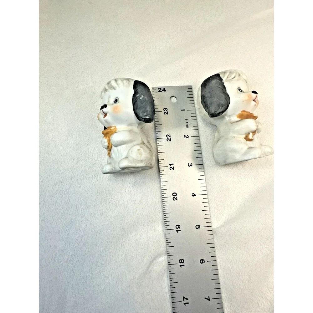 Vintage Maltese/border Collie/Japanese Chin puppy dog salt and pepper shakers